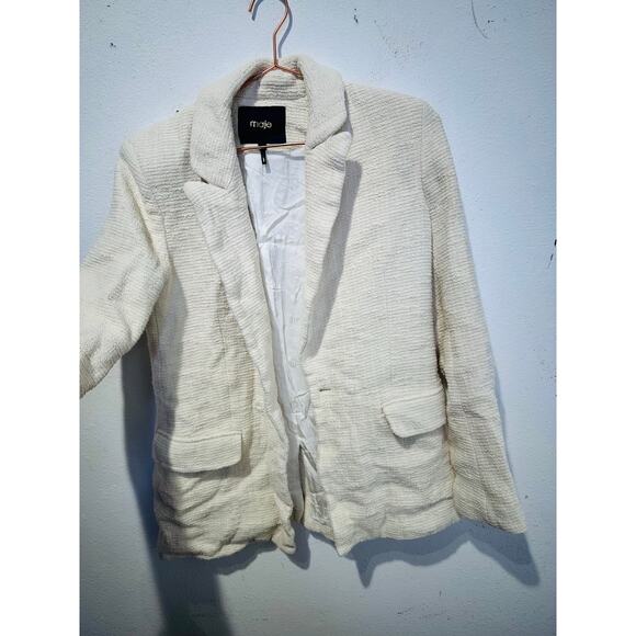 MAJE Off-White Tweed Creamy Oversized Vileno Blazer size 38 Flawed - Picture 7 of 16